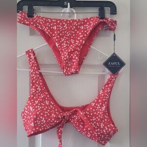 Zaful Red Floral Bikini Set